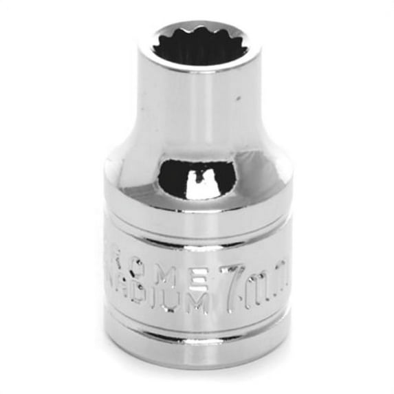 Performance Tool W38807 Chrome Socket, 3/8" Drive, 7mm, 12 Point, Shallow