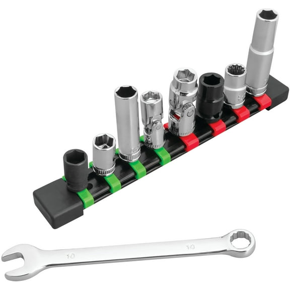 Performance Tool W39001 10mm Socket & Wrench Set - Impact, U-Joint, Deep and Shallow Well, Combination Wrench, Chrome Vanadium Alloy Steel