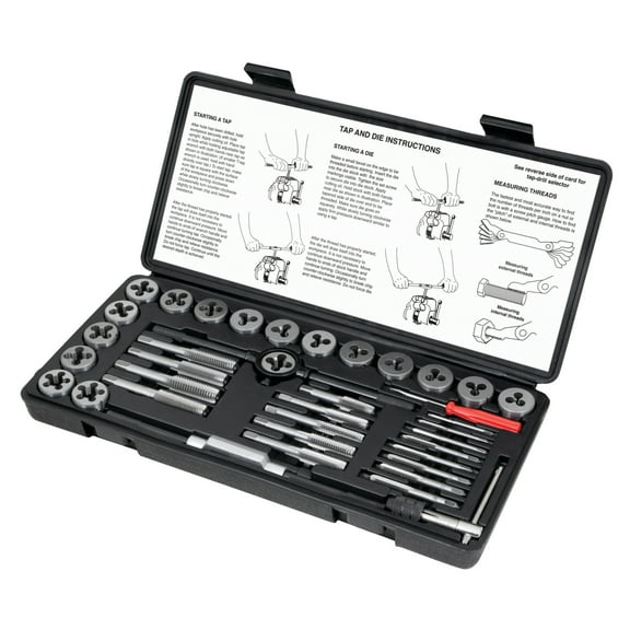 Performance Tool W4002DB 40-Piece Metric Tap And Die Set | Coarse and Fine Threads | Essential Threading Rethreading Tool Kit with Accessories and Storage Case