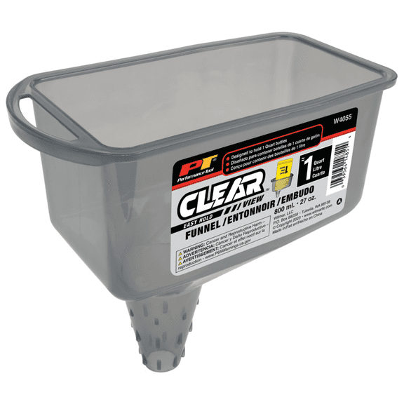 Performance Tool W4055 Clear View Easy Hold Funnel 2 Pint - Hands-Free Oil Changes, Secure Fit, Easy Monitoring