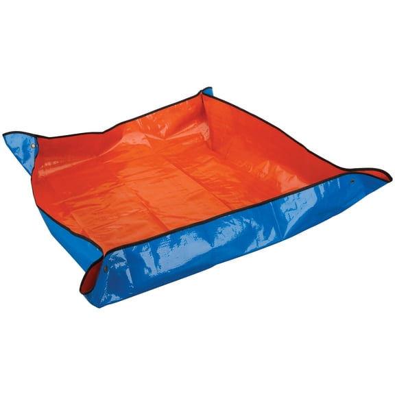 Performance Tool W4089 30 inch by 30 inch Collapsible Oil Drip Pad - Plastic Oil Catching Pad, Easy Oil Changes, Auto Repair Mat, Parts Storage, Garage Oil Mat, Blue/Orange