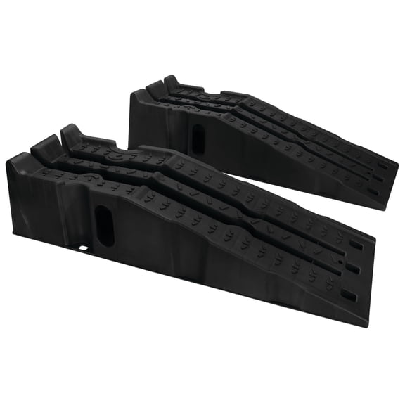 Performance Tool W41014 Stackable 16,000 lb. GVW Vehicle Ramps: 8000 GVW lb/pair, Stackable, Raised Safety Stop End, Traction Treads, 17-Degree Incline