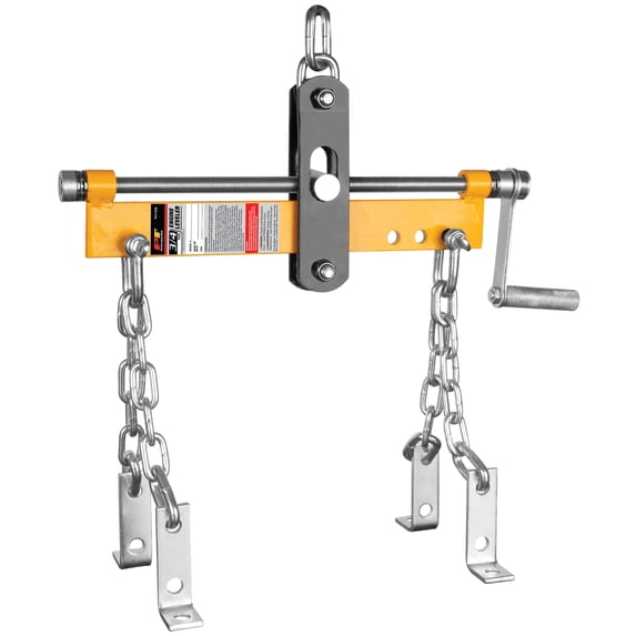 Performance Tool W41036 3/4-Ton Engine Leveler w/ Crank Handle, Three-Position Chain, Drop-Forged Steel Hooks, Yellow