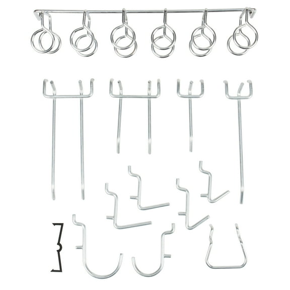 Performance Tool W5160 95pc Pegboard Metal Hook & Organizer Assortment |Pegboard Double Arm Hook, Single Arm Hooks, U-Hooks, V-Hooks L-Angled hook | Ideal for Home, Shop, Garage, Craft Room & Office