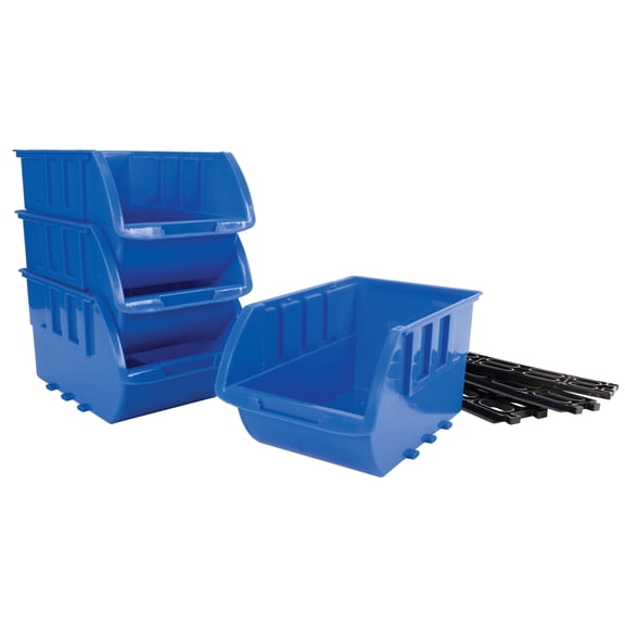 Performance Tool W5196 Large Stackable Storage Trays - Adjustable in Vertical or Horizontal Position, Blue, Pack of 4