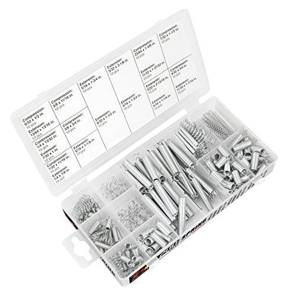 200-Piece Silver Steel Spring Assortment Kit with Case
