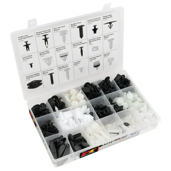 Performance Tool W5240 350pc GM Trim Clip Assortment | Trim Clips for Doors, Bumpers, Paneling & More | Most Popular Sizes for General Motors | Case & Picture Insert for Quick Part identification