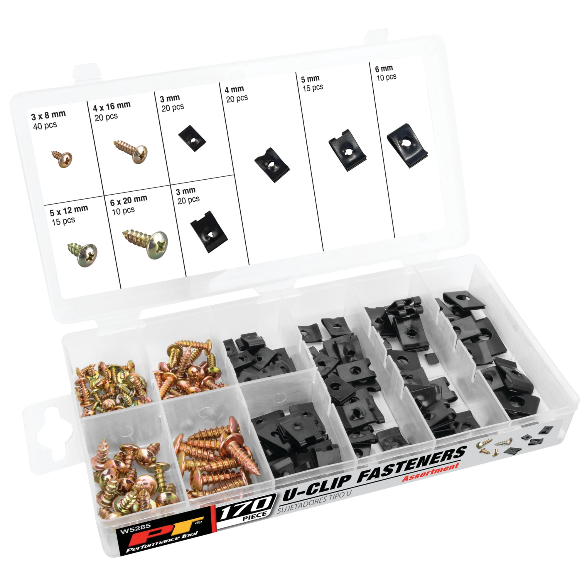 Performance Tool W5285 170 pc. U-Clip Fastener Assortment, Heat-Treated ...