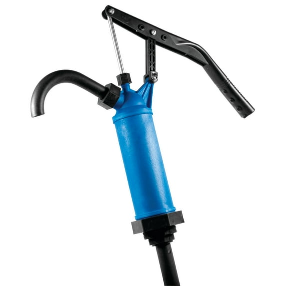 Performance Tool W54268 Blue Lever-Action Barrel Drum Pump - Fits 5- to 55-Gallon Drums, for Fuels, Water-Based Solutions, and More, Blue