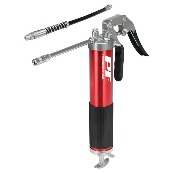 Performance Tool W54291 Lightweight Pistol Grip Grease Gun with Anodized Aluminum Barrel, T-Handle, and 4-Jaw Coupler, Accepts 14 oz Cartridges