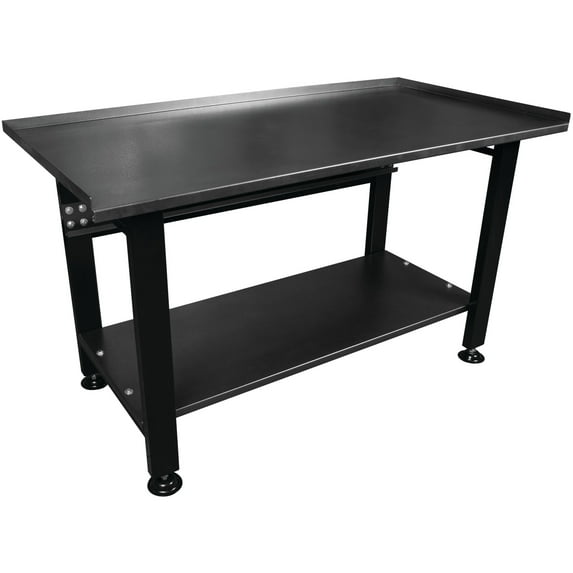 Performance Tool W54991 Heavy Duty Shop Table, Powder-Coated Steel, Bottom Shelf, 1400 Lb. Capacity, Black