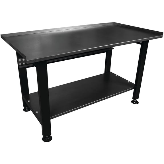 Performance Tool W54991 Heavy Duty Shop Table, Powder-Coated Steel, Bottom Shelf, 1400 Lb. Capacity, Black