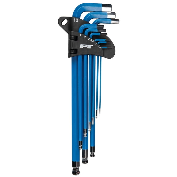 Performance Tool W80201 9-Piece Metric Long Arm Hex Key Set with Holder, Slip Resistant Finish, Laser Etched Size markings, Ball End for Use at Angles, Metric Sizes: 1.5, 2, 2.5, 3, 4, 5, 6, 8, 10mm