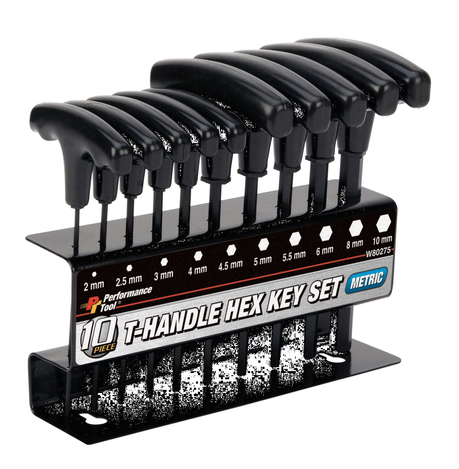 Performance Tool W80275 Metric THandle Hex Key Set 10Piece Black