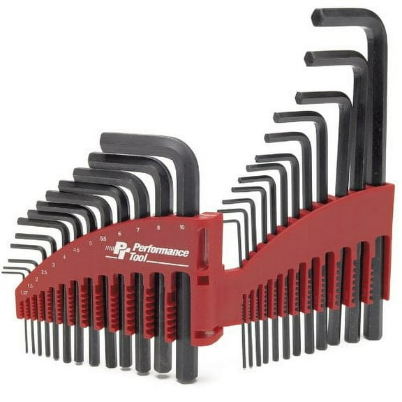 Performance Tool W80281 25pc SAE/MET Hex Key Set , Black