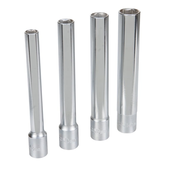 Performance Tool W80602 4Pc 3/8 Drive Met Extra Deep Wall 6Pt Socket Set for Precision Fastening and Durability - Ideal for Automotive and Industrial Applications