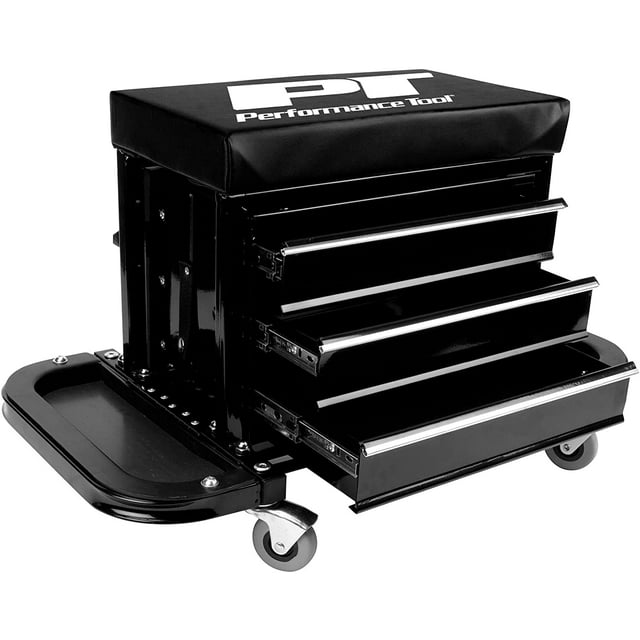 Performance Tool W85025 Creeper Seat with 3 Drawer Tool Box and Trays