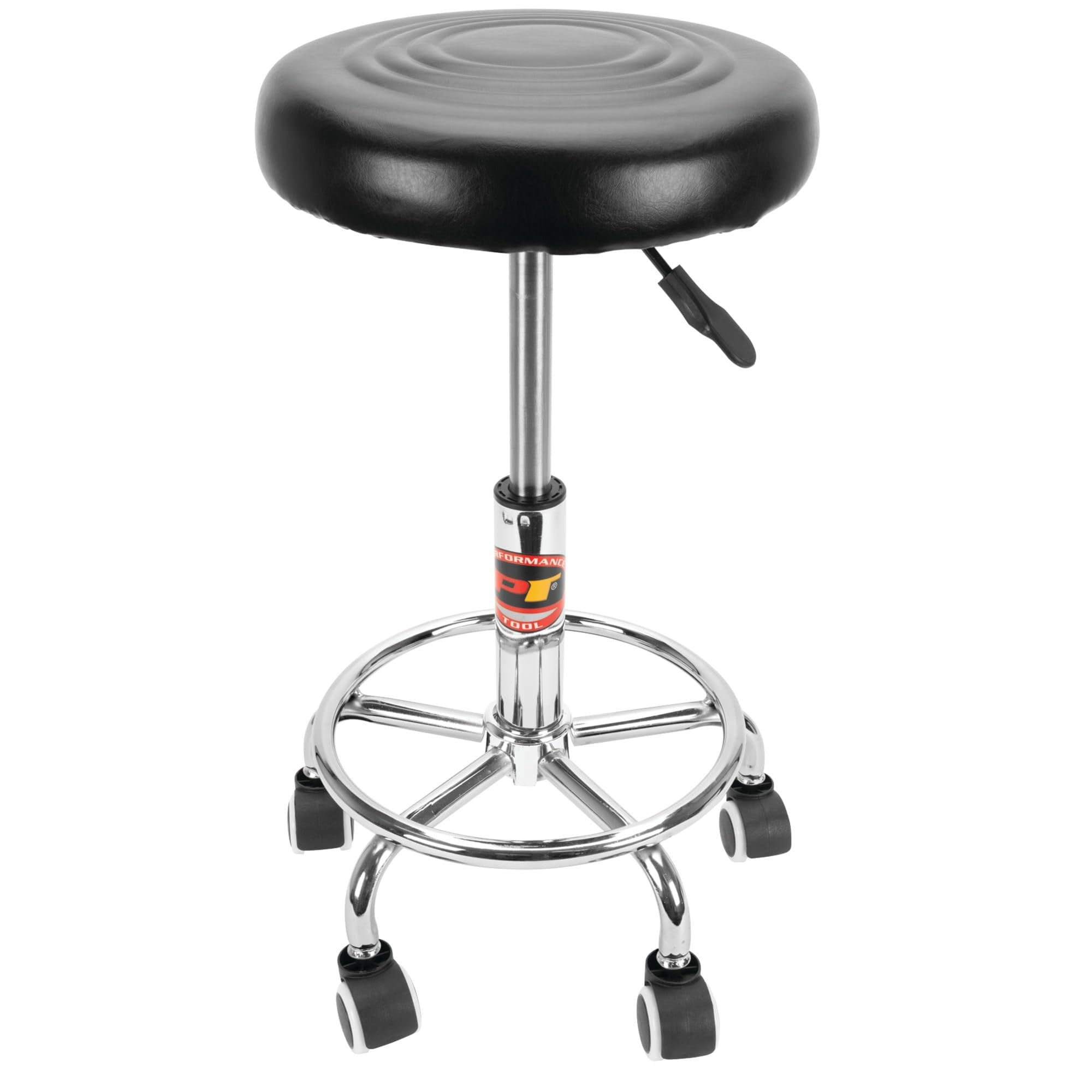 Adjustable Black and Chrome Pneumatic Rolling Bar Stool