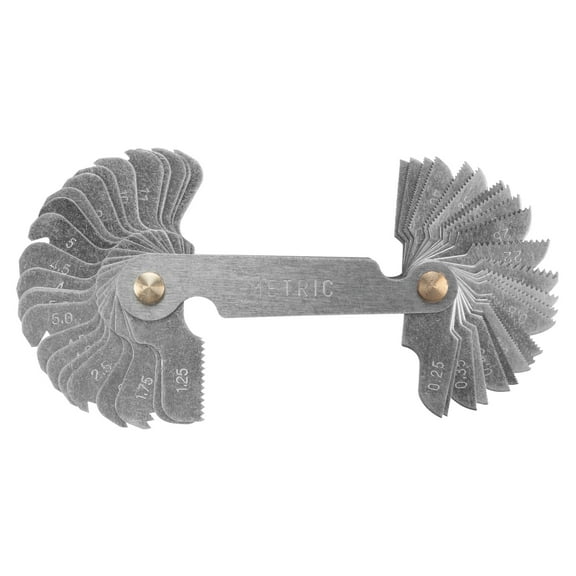 Performance Tool W8655 Combination Thread Pitch Gauge - Standard and Metric, 60 Degree Angle, 28 standard, 24 metric gauges