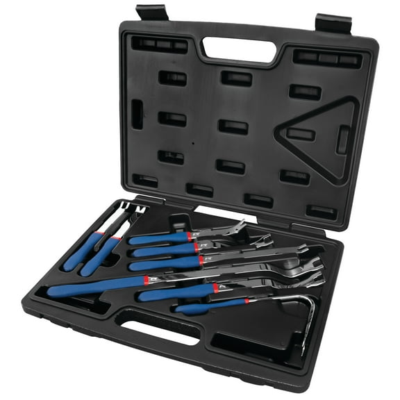 Performance Tool W86568 8-Piece Trim Clip Lifting Tool Set, Eight Different Offsets, Three Different Jaw Spreads, Comfort Handles, 3 Extra Long Trim Tools, 5 Standard, Full Steel, Forked Tip