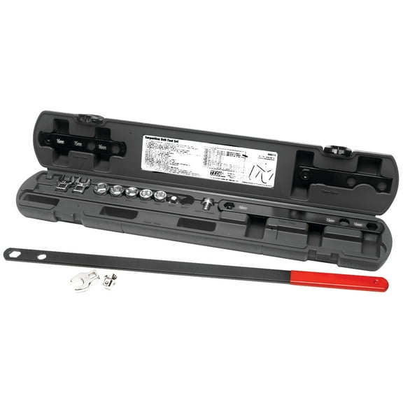 Performance Tool W89716 Serpentine Belt Tool, 16-Piece Set Including Crowfoot Wrenches, Sockets and Extensions