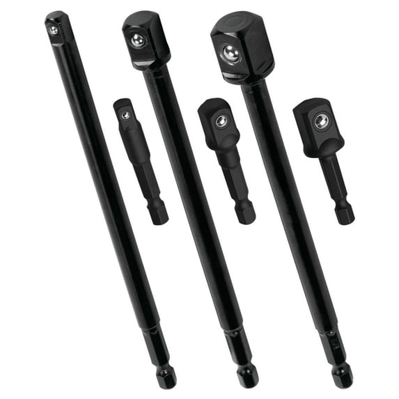 Performance Tool W9032 2" and 6" Socket Adapter Set - 6 Pieces, Impact Grade Steel, Versatile Socket Compatibility