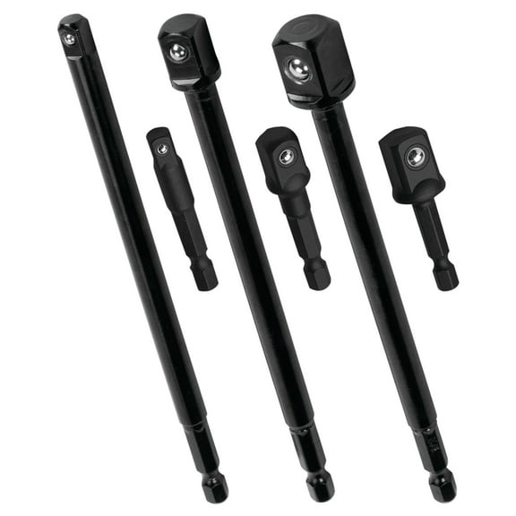 Performance Tool W9032 2" and 6" Socket Adapter Set - 6 Pieces, Impact Grade Steel, Versatile Socket Compatibility