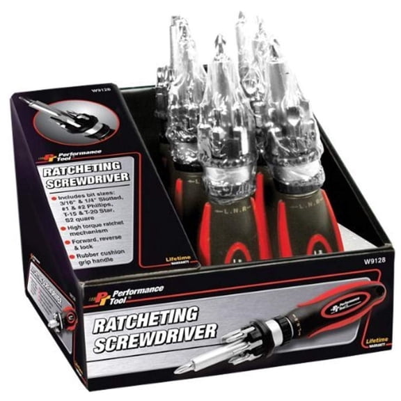 Performance Tool W9128 High Torque Ratchet Screwdriver Set, 7 Pieces