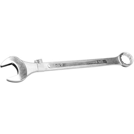 Performance Tool W344B 1-1/2 in. Combination Wrench, Drop-Forged Chrome Alloy Steel, Satin Chrome Finish, Rounded Box End