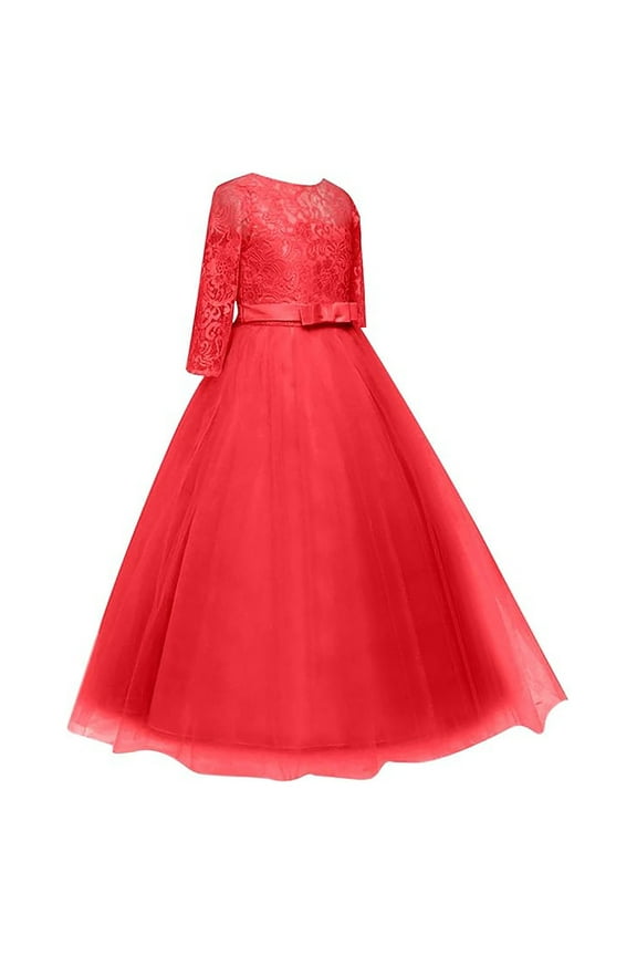 Vintage Floral Floor-Length Gown – 3/4 Lace Sleeve Evening Dress for Girls, Wedding & Cotillion Wear, Elegant Statement Beyond Girls Black Skirt Style
