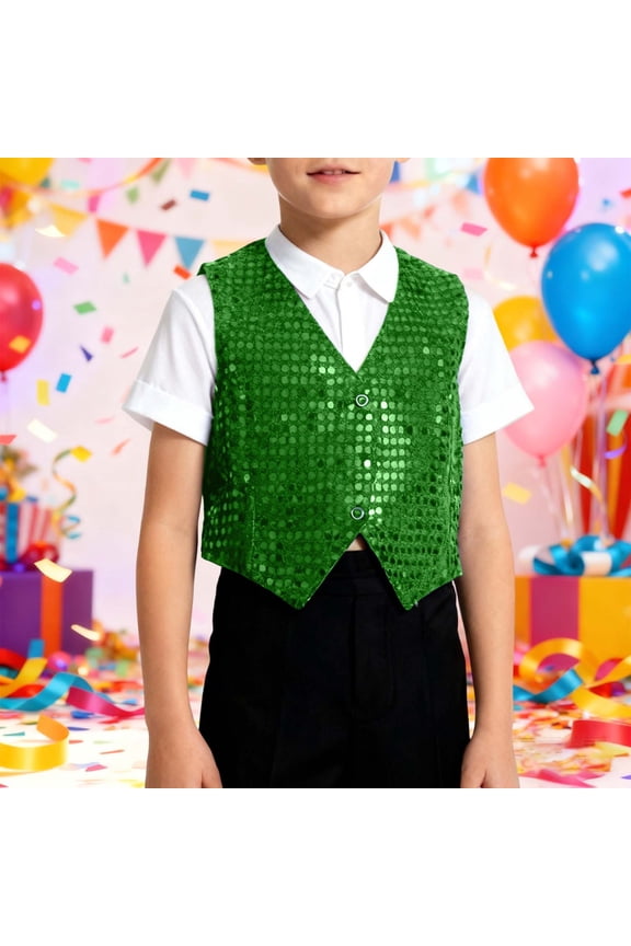 Performance Vest with Sparkling Sequins,Dance Party Top, Hop Jazz Stage Wear