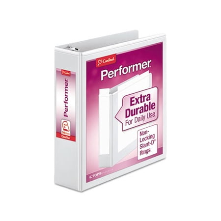 Performer ClearVue Slant-D Ring Binder, 2" Cap, 11 x 8 1/2, White -CRD17500
