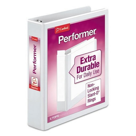 Performer Clearvue Slant-D Ring Binder, 3 Rings, 1.5" Capacity, 11 X 8.5, White | Bundle of 2 Each