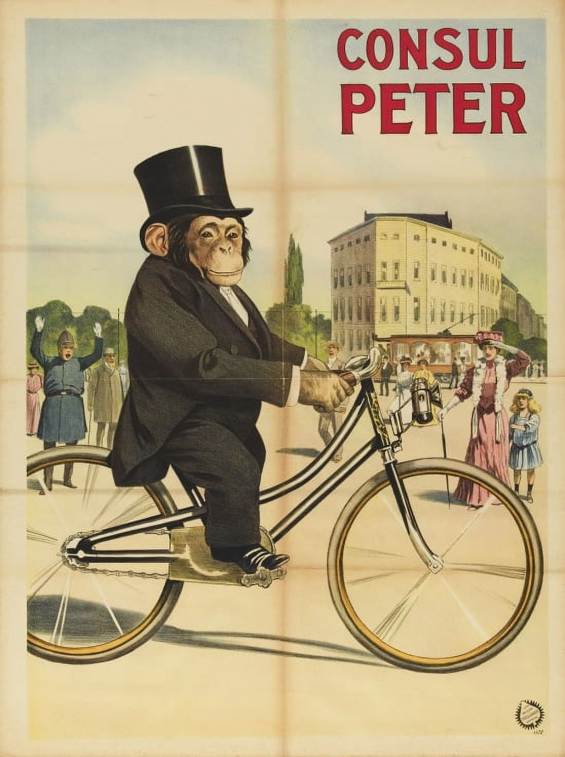 Performing Monkey Riding A Bike Canvas Art -  (18 x 24)