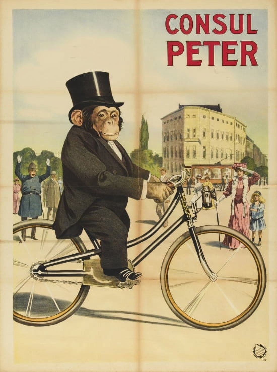 Performing Monkey Riding A Bike Canvas Art - (24 x 36)