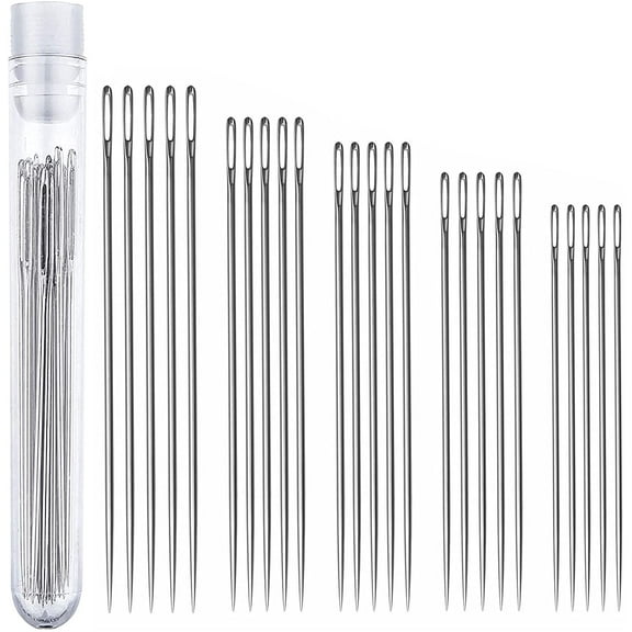 Performore 1.6, 1.8, 2, 2.2, 2.4 inches Self Threading Hand-Sewing Needles (25 Pieces)