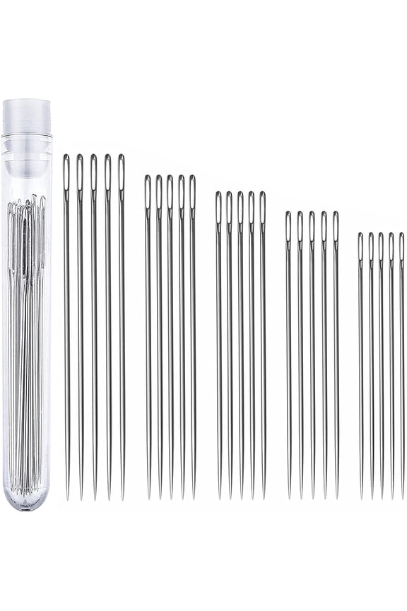 1.6, 1.8, 2, 2.2, 2.4 inches Self Threading Hand-Sewing Needles (25 Pieces)