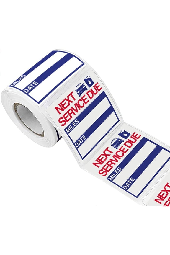 2 x 2 Oil Change Stickers, 300 Sitckers Per Roll, Auto Service Reminder Sticker Roll, Next Service Due Sticker Labels, Removable Vinyl Stickers for Cars Windows Windshield (2 Rolls)