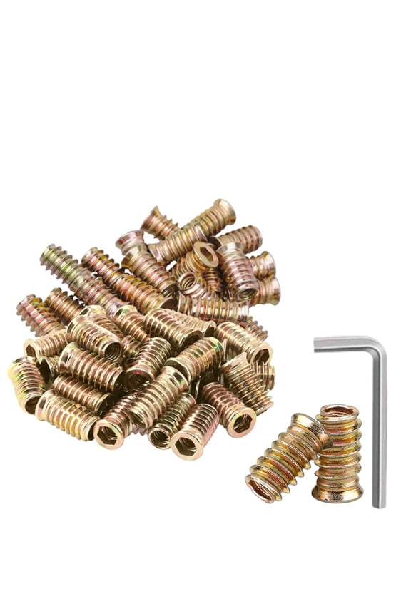 50 pcs 1/4-20 x 15mm Furniture Screws Threaded with Hex Socket, Zinc Plated with One Allen Wrench