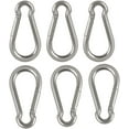 thumbnail image 1 of Performore 6 Pack of 2 1/4 Inches Stainless Steel Safety Spring Snap Hook Carabiner, Multi-Purpose Heavy Duty Stainless Steel Carabiner Clips for Keys Swing Set Camping Fishing Hiking Traveling, 1 of 7