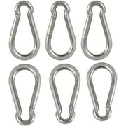 Performore 6 Pack of 2 1/4 Inches Stainless Steel Safety Spring Snap Hook Carabiner, Multi-Purpose Heavy Duty Stainless Steel Carabiner Clips for Keys Swing Set Camping Fishing Hiking Traveling