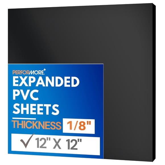Performore Expanded PVC Sheet  Lightweight Rigid Foam  3mm (1/8 inch)  12 x 12 inches  Black