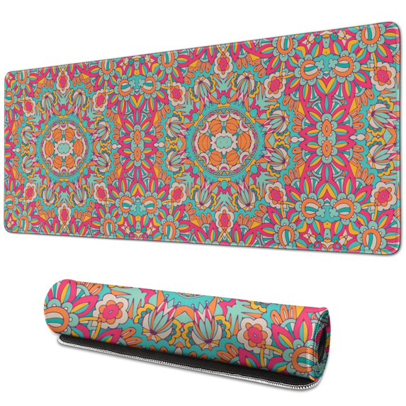 Performore Mouse Pad: Mandala Colorful Design with Superior Non-Slip Grip, Stitched Edge - The Ultimate Gaming and Office Desk Accessory 31.5x11.8 Inch