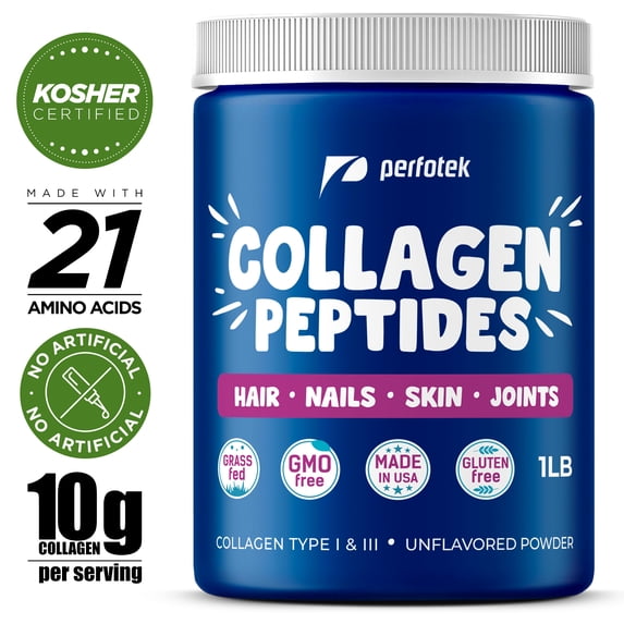 Perfotek Hydrolyzed Collagen Powder 1 Pound - Premium Beef Collagen Powder