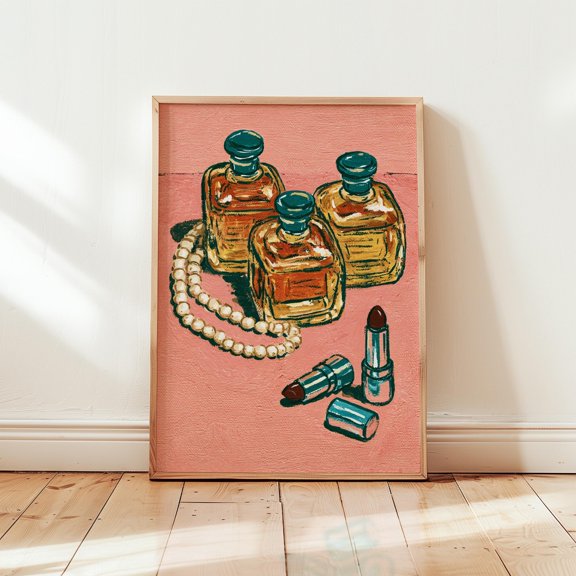 Perfume And Lipstick Poster Vanity Table Print Beauty Wall Art