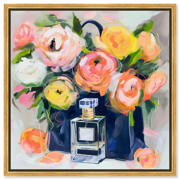 Perfume Bloom Canvas Fashion Art Prints by Art Remedy, Gold Frame, 16" x 16"