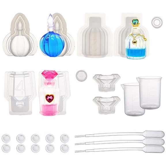 Perfume Bottle Molds Resin Casting Molds For UV Resin Epoxy Resin Jewelry Making with Disposable Latex Finger Cots
