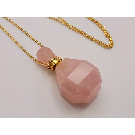 Perfume Bottle Necklace Made with Genuine Stones