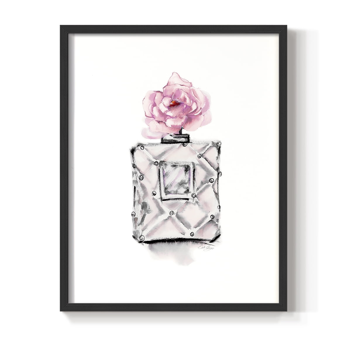 Perfume Bottle in Black Solid Wood 11 x 14 Framed Print