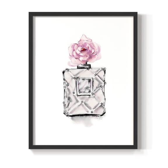 Perfume Bottle in Black Solid Wood 8 x 10 Framed Print